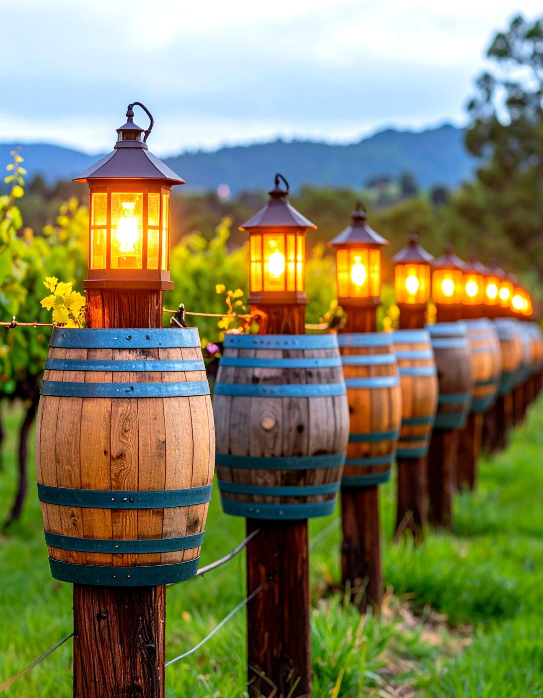 Wine Barrel Fence Post Lighting - 24 Fence Lighting Ideas