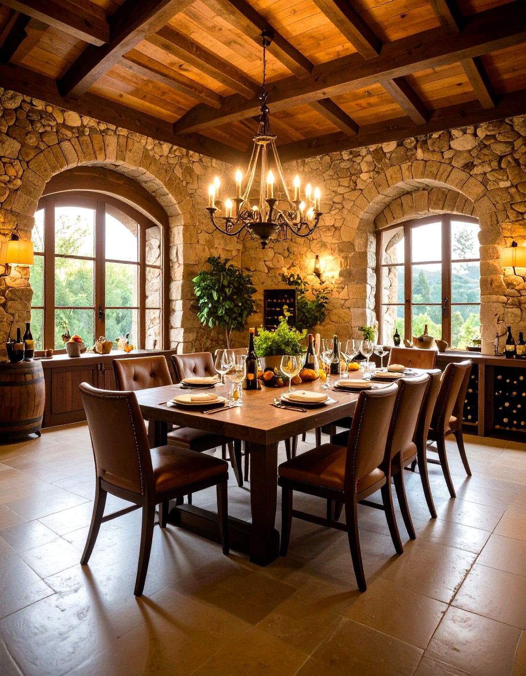 Wine Cellar Dining - 24 Mediterranean Interior Design Ideas