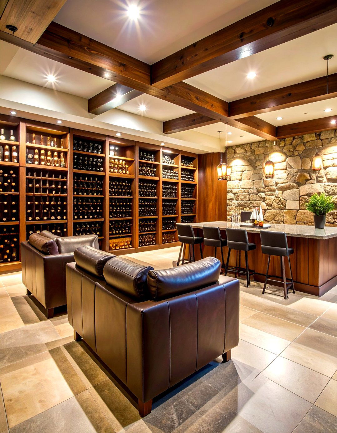 Wine Cellar Theater Lounge - 24 Basement Home Theater Ideas
