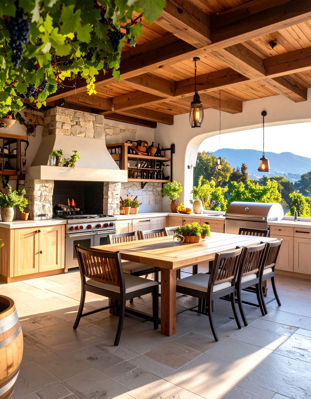 Wine Country Vineyard Style Kitchen - 24 Luxury Outdoor Kitchen Ideas