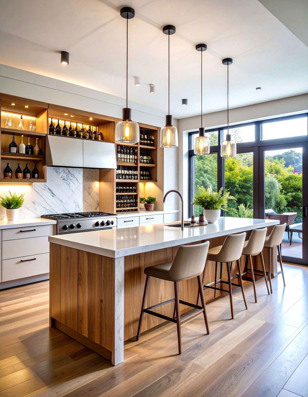 Wine Storage Integrated Bar - 24 Kitchen Bar Ideas