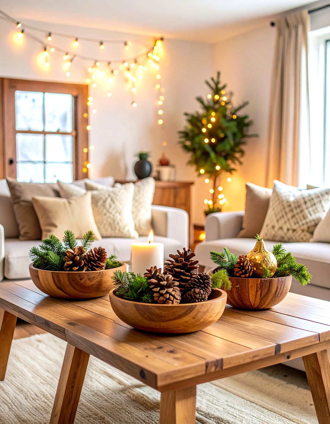 Winter Coffee Table Centerpiece with Pinecones - 24 Coffee Table Centerpiece Ideas