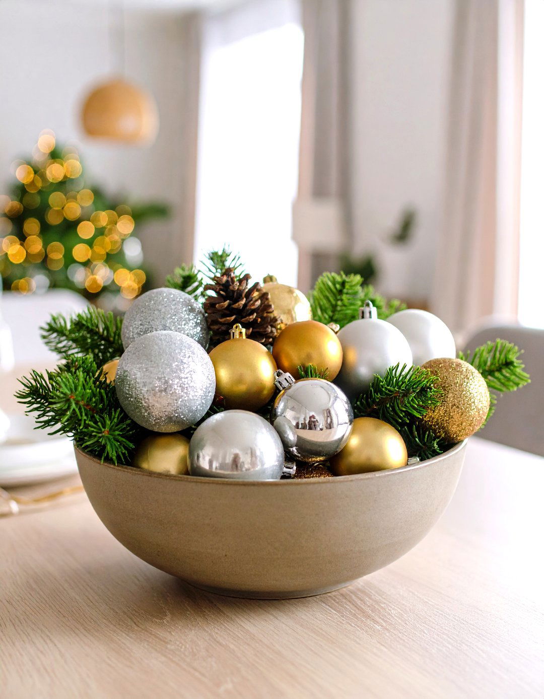 Winter Holiday Ornament Bowl - 24 Dough Bowl Decor Ideas