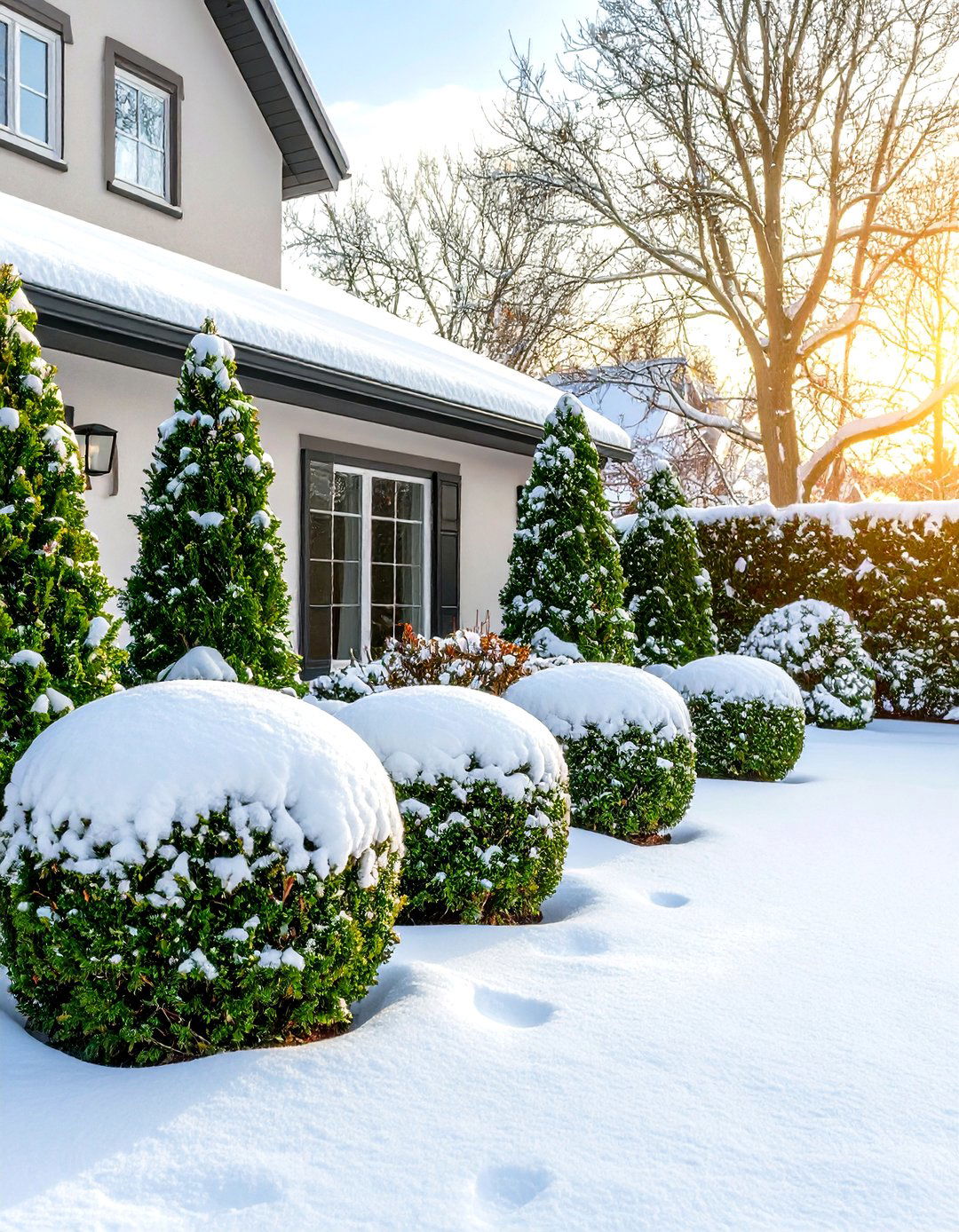 Winter Interest Evergreen Boxwood Design - 24 Front Yard Boxwood Shrubs