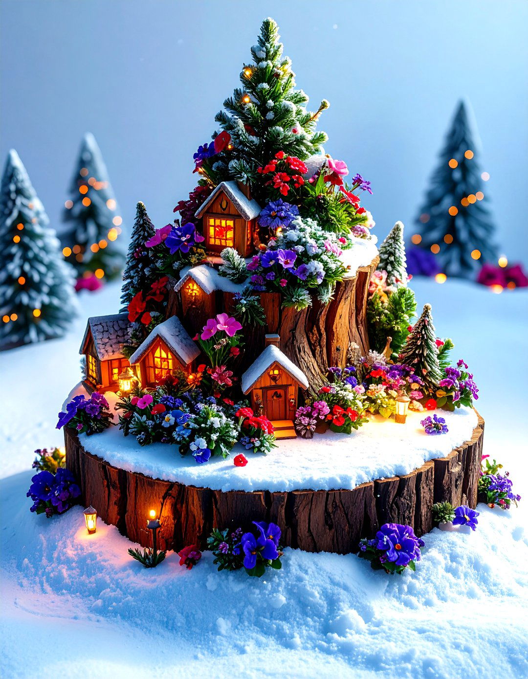 Winter Wonderland Holiday Stump Display - 24 Tree Stump Fairy Garden Ideas