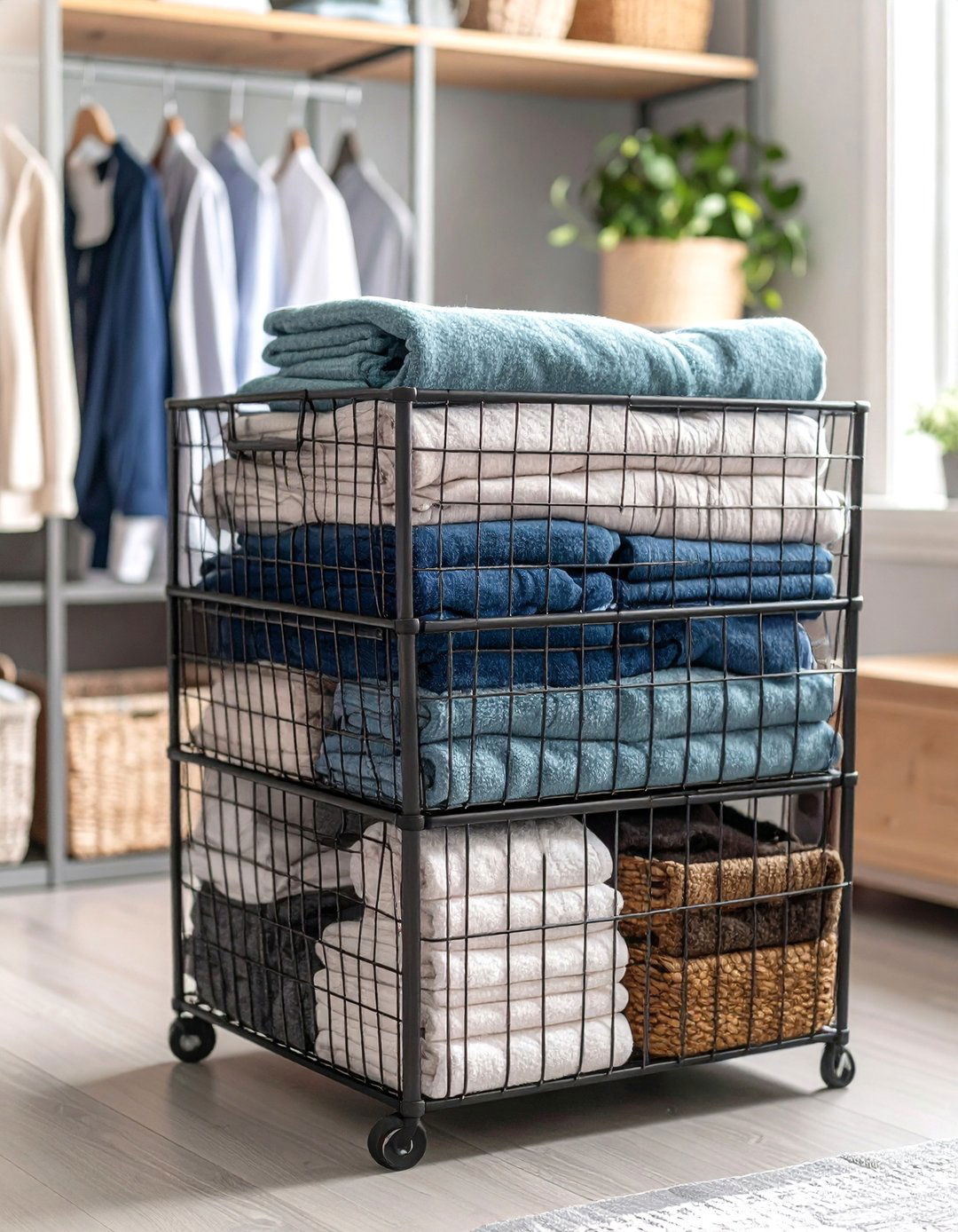 Wire Basket Organization Systems - 24 Blanket Storage Ideas