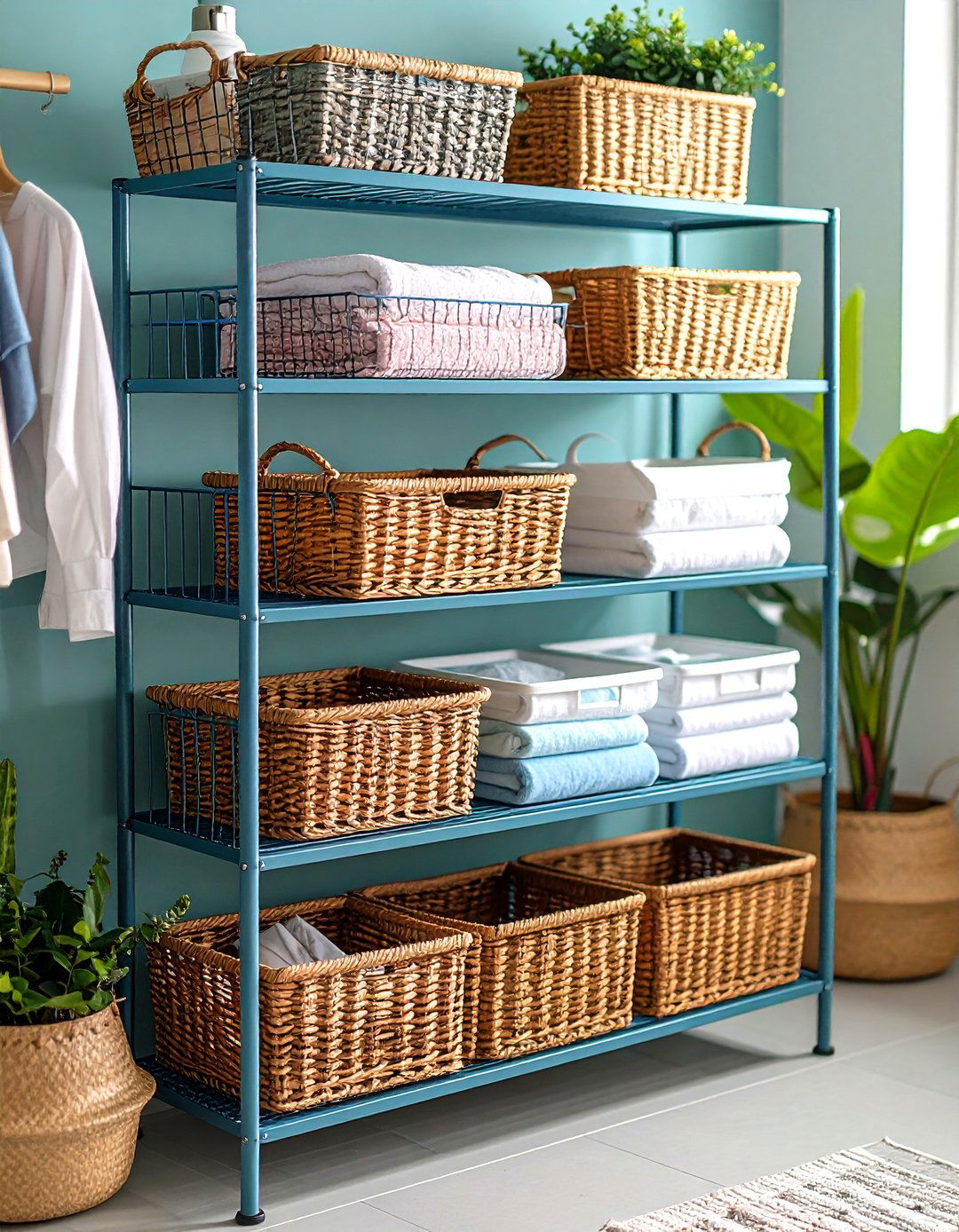 Wire Basket Shelf Combination - 24 Laundry Detergent Storage Ideas