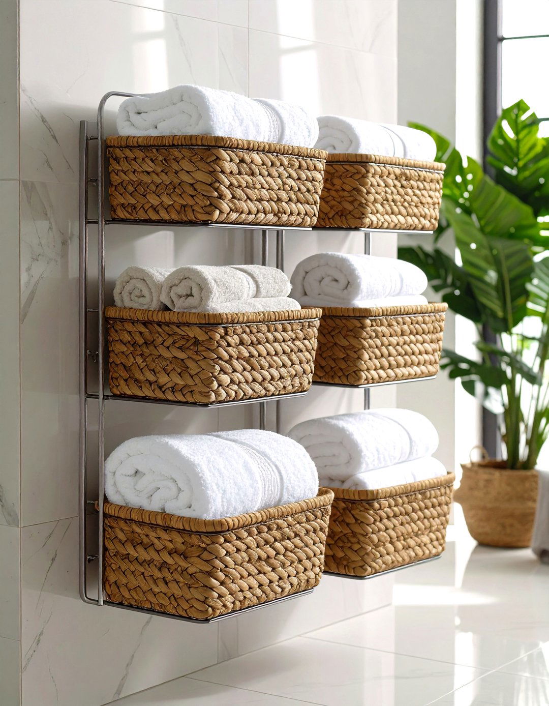Wire Basket Wall System - 24 Towel Display Ideas