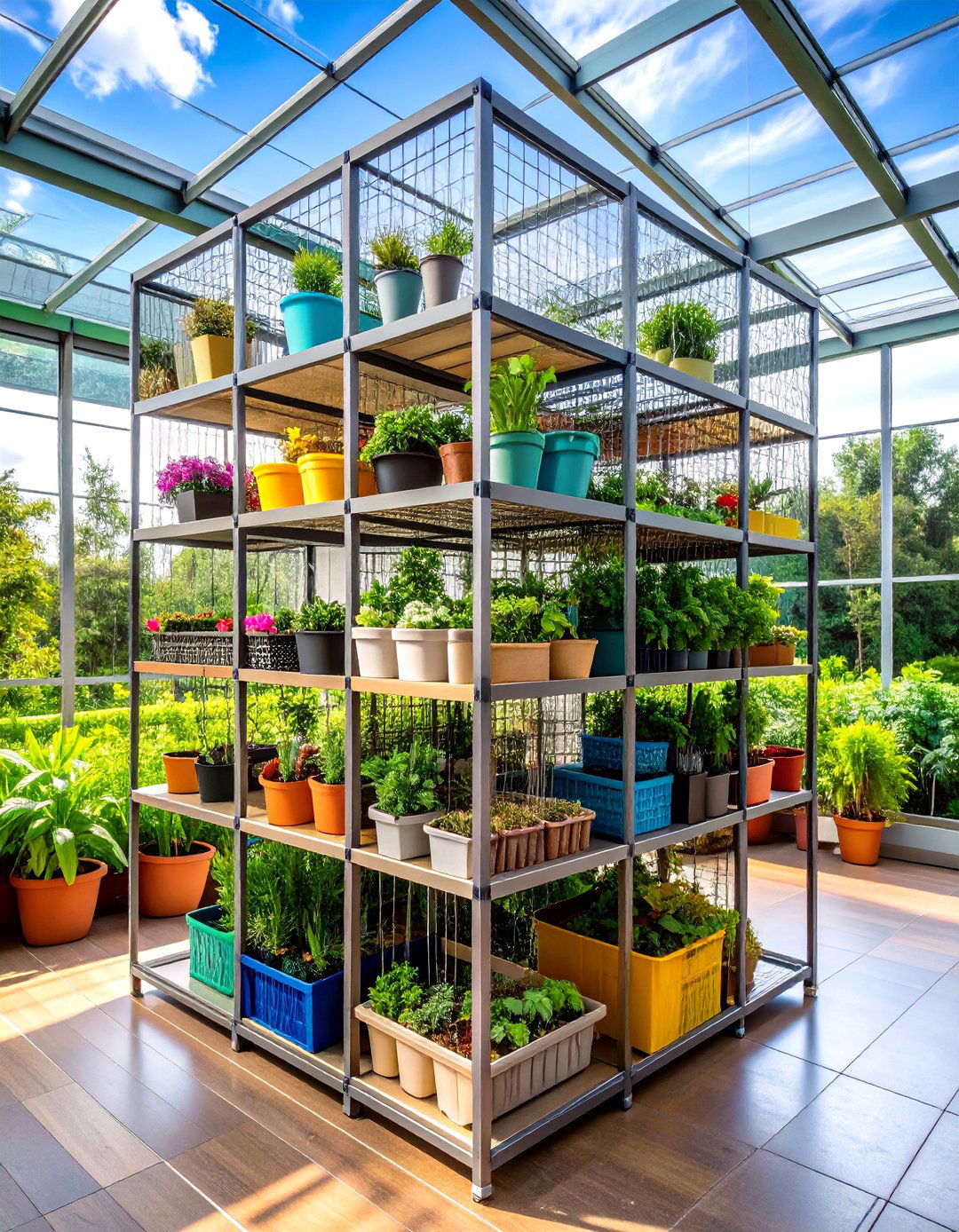 Wire Frame Cube Storage Shelving - 24 Greenhouse Shelving Ideas