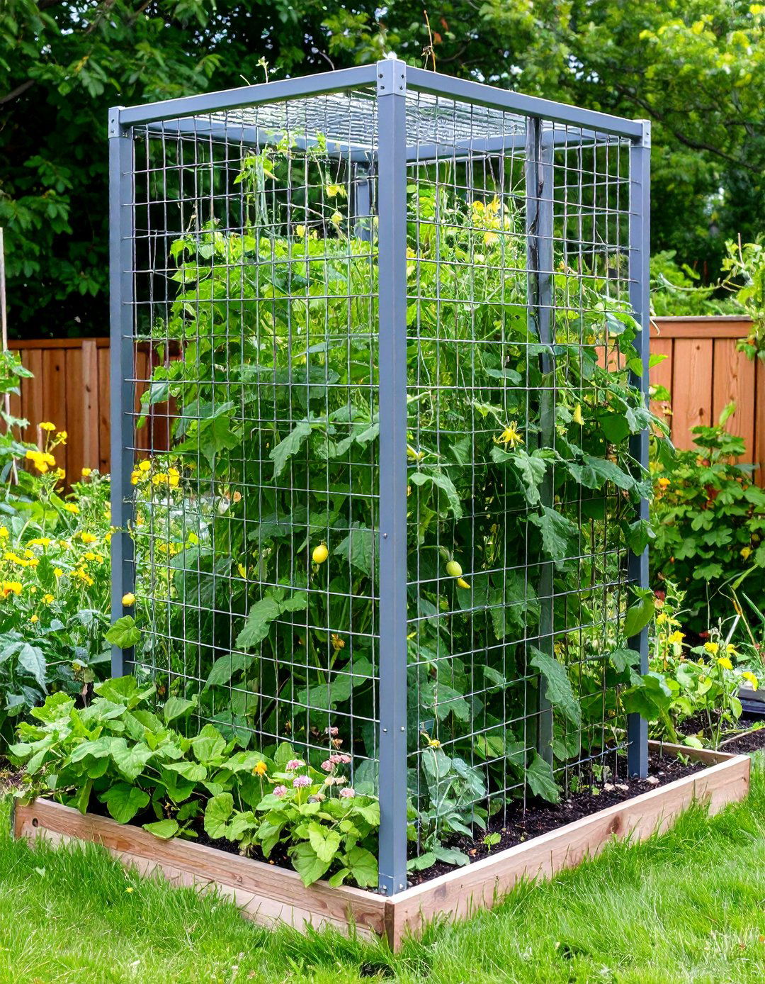 Wire Mesh Panel Trellis for Maximum Plant Coverage - 24 Garden Trellis Ideas