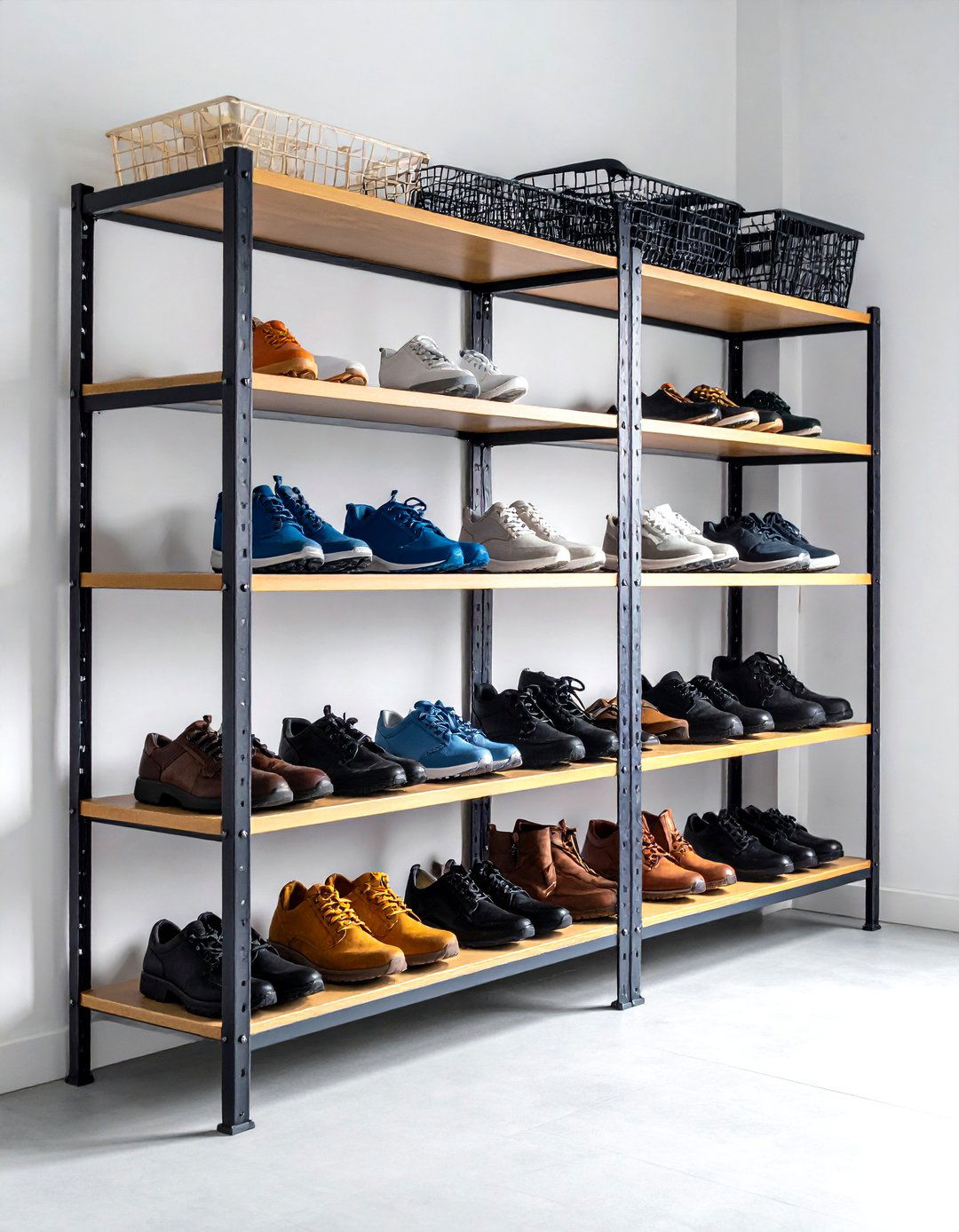 Wire Shelving Shoe Organization - 24 Garage Shoe Storage Ideas
