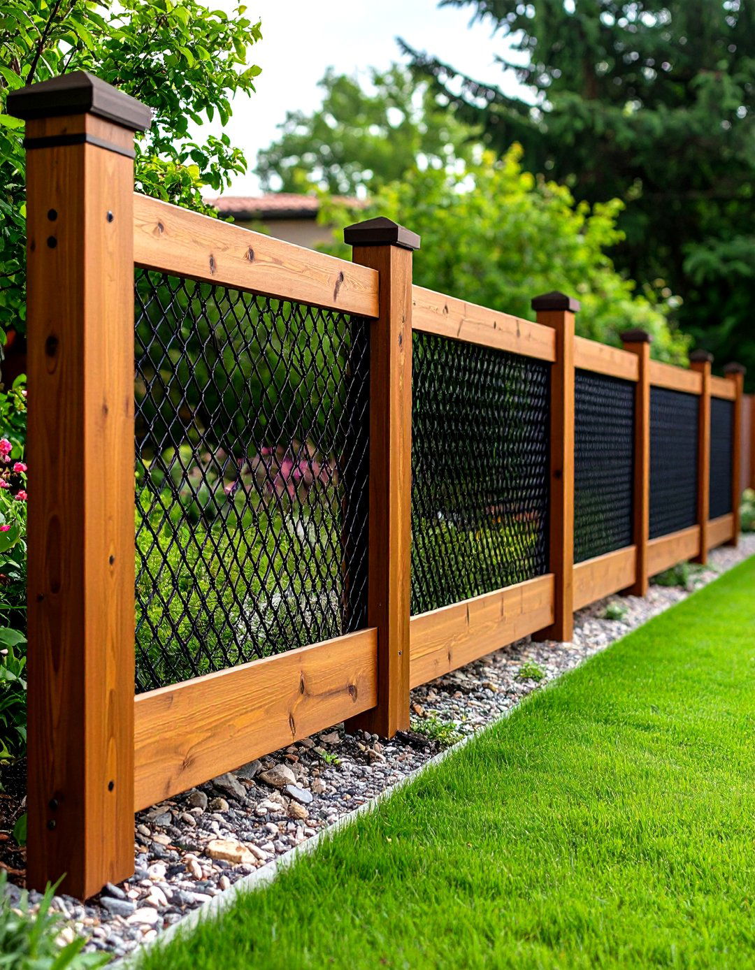 Wire and Wood Combination Fence with Mixed Materials - 24 Vegetable Garden Fence Ideas