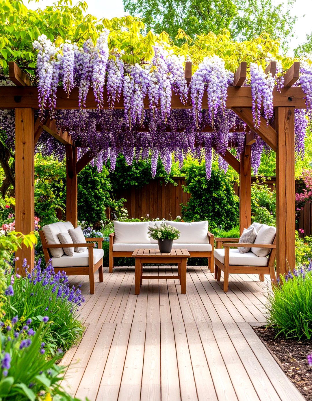 Wisteria Draped Garden Arbor - 24 Italian Garden Design Ideas