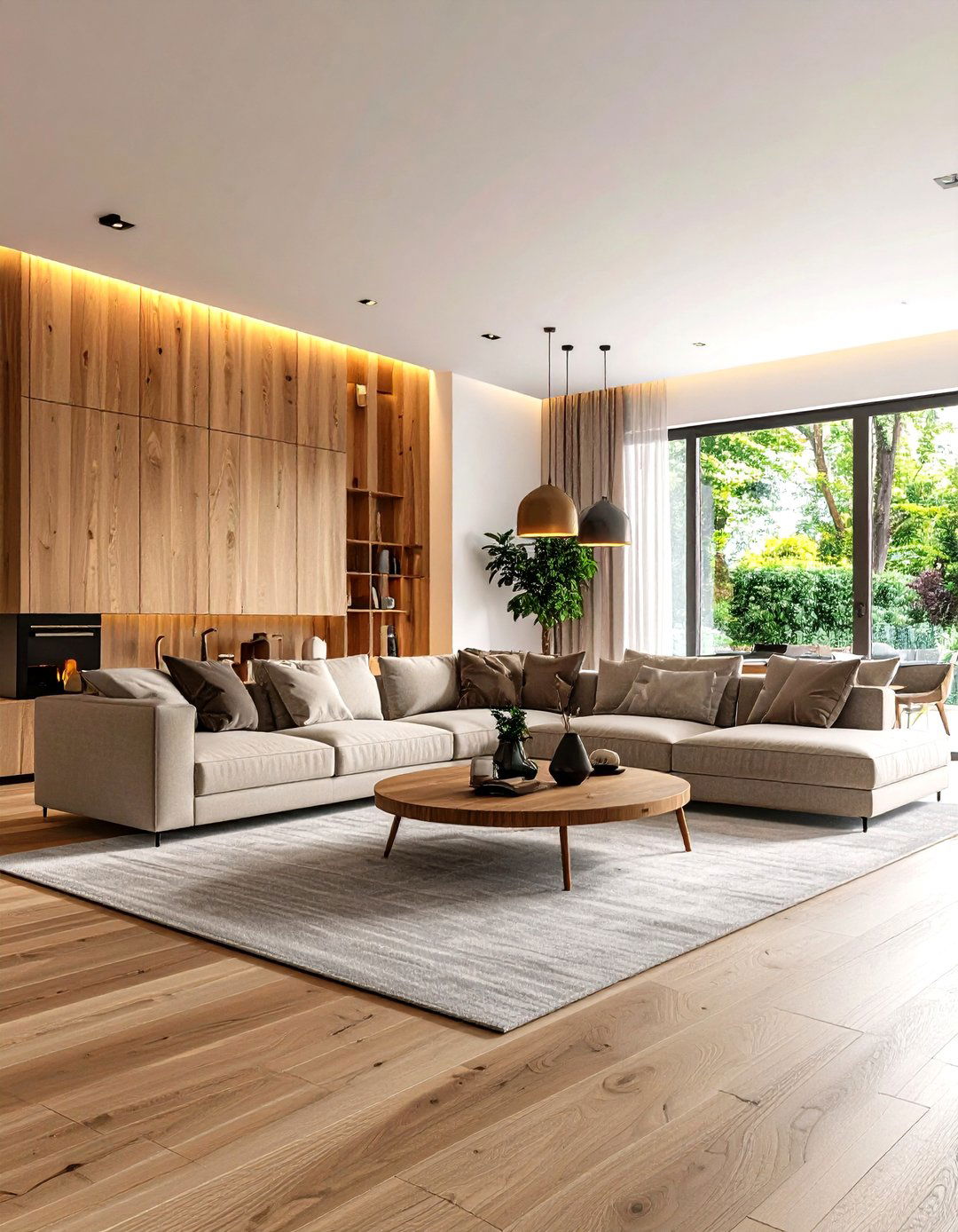 Wood Accent with Integrated Lighting Features - 24 Wood Accent Wall Ideas