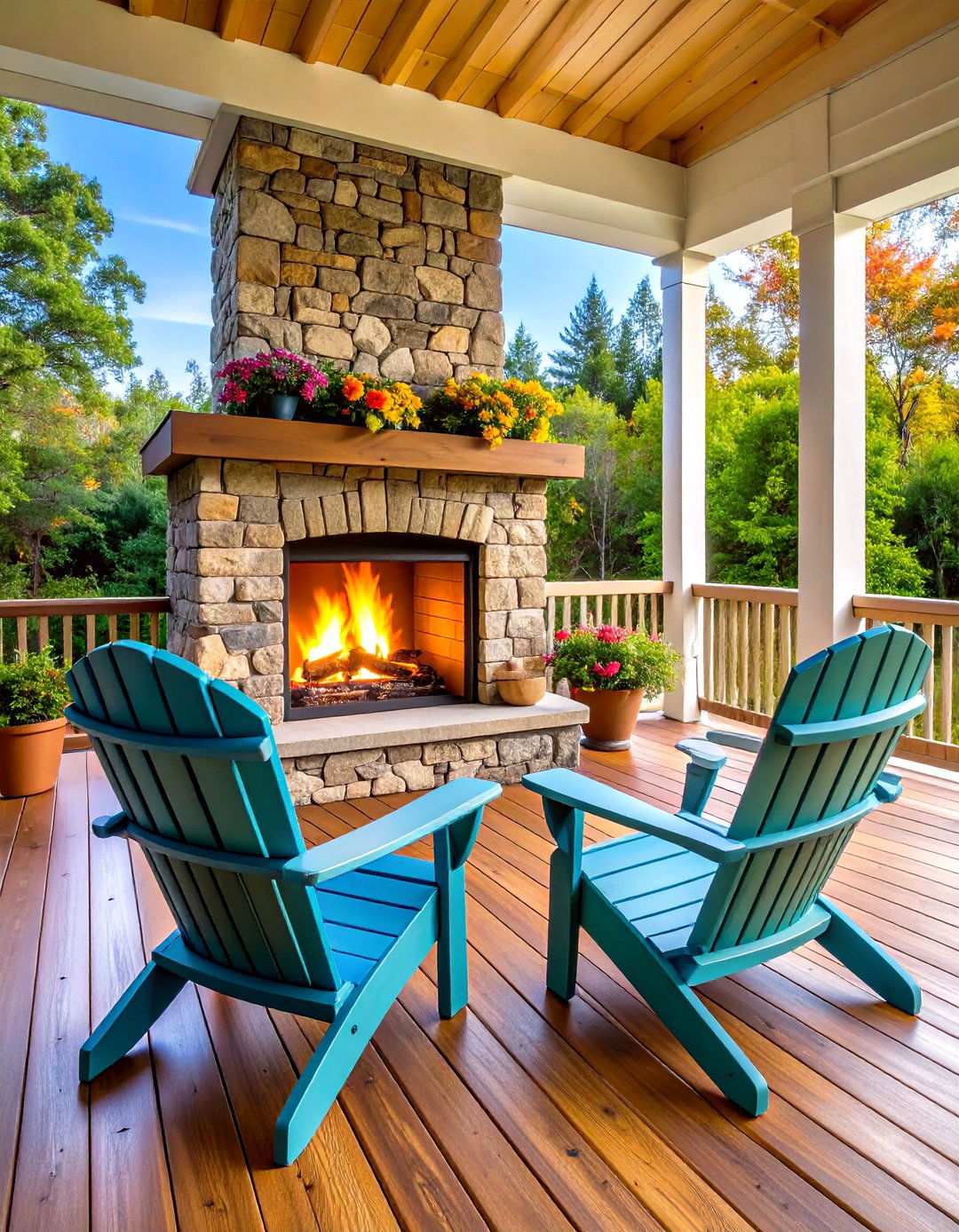 Wood Burning Covered Deck Fireplace - 24 Covered Deck With Fireplace Ideas