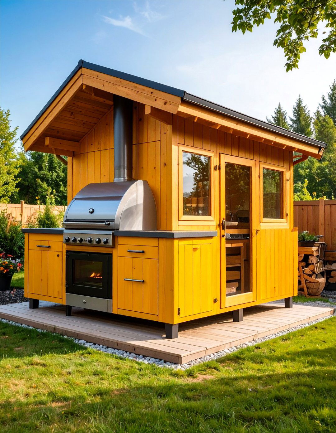 Wood Burning Sauna with Pizza Oven Integration - 24 Outdoor Sauna Ideas