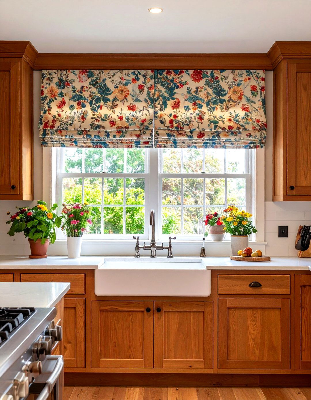 Wood Cornice Kitchen Valance with Fabric Covering - 24 Kitchen Valance Ideas