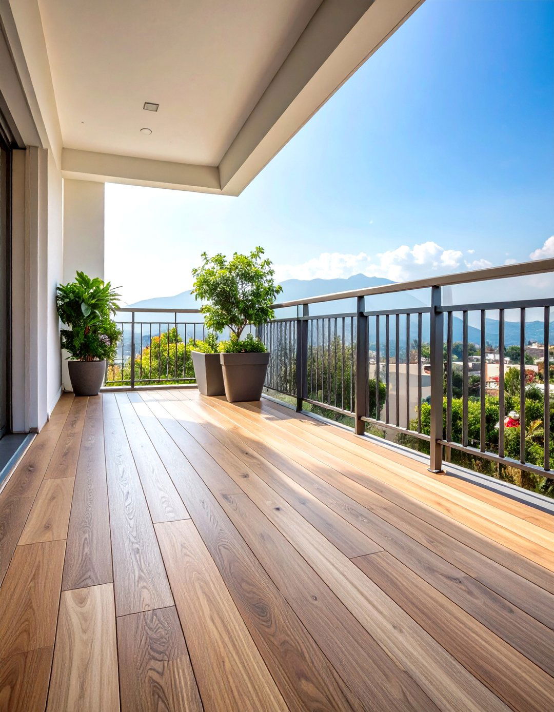 Wood Effect Porcelain Balcony Flooring - 24 Balcony Tiles Ideas