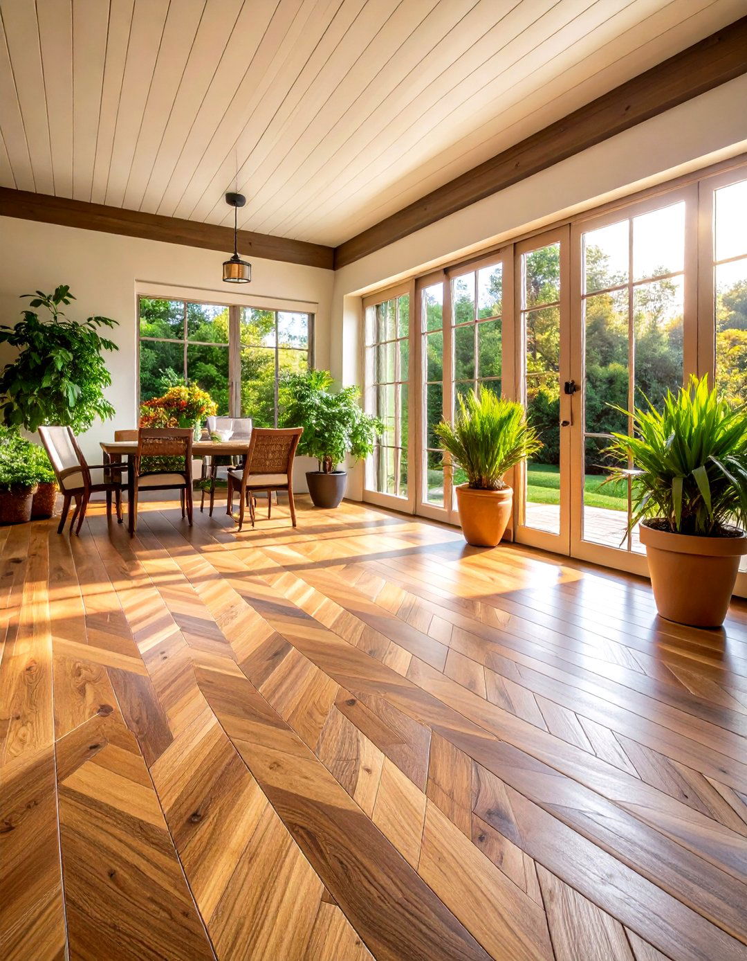 Wood Look Porcelain Plank Sunroom Flooring - 24 Sunroom Tile Floor Ideas
