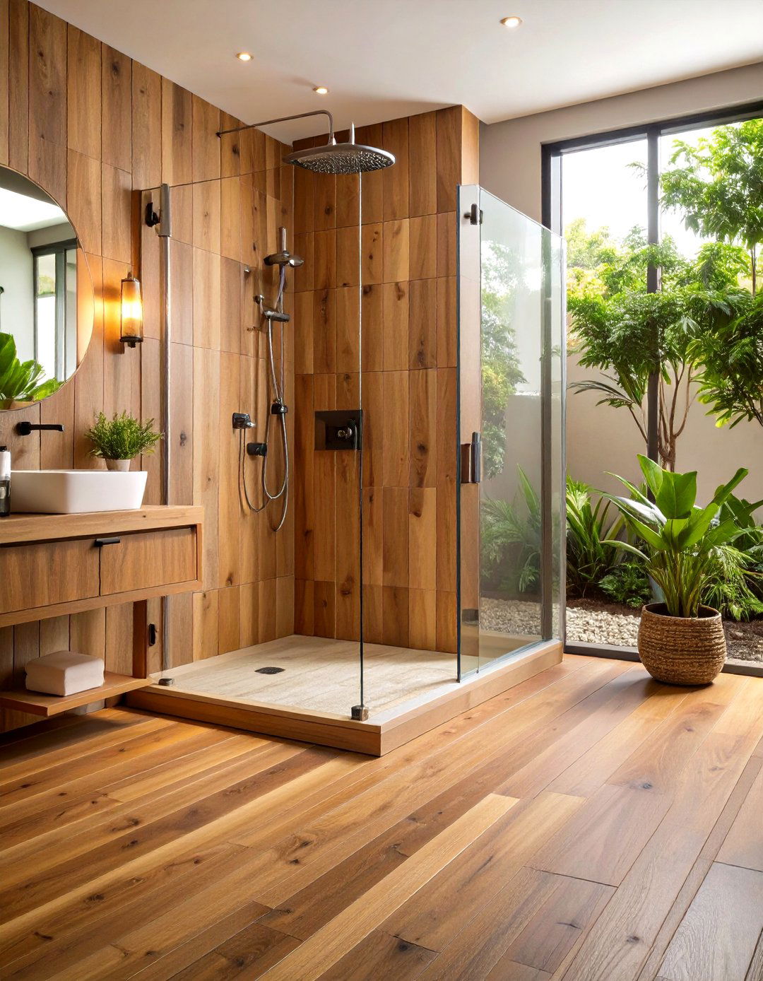 Wood Look Porcelain Shower Floors - 24 Shower Floor Tile Ideas