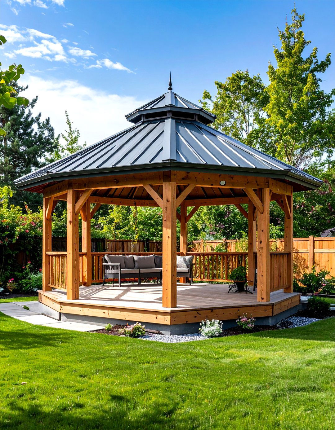 Wood Metal Hybrid Gazebo - 24 Backyard Gazebo Ideas