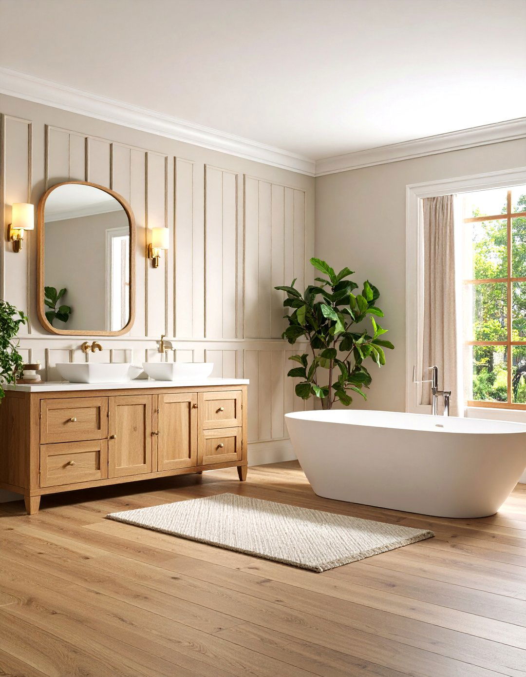 Wood Panel Wainscoting Walls - 24 Bathroom Wall Ideas