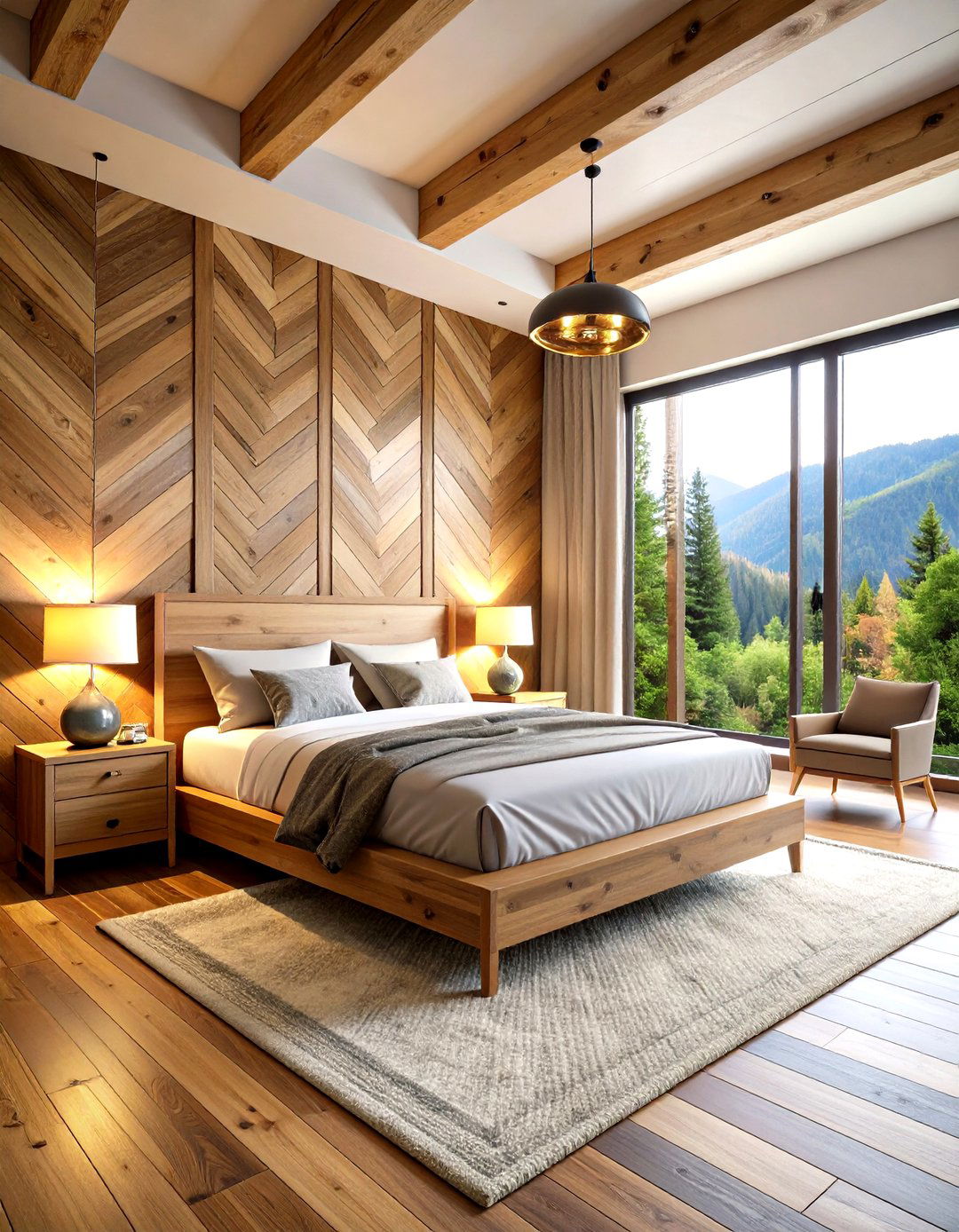 Wood Plank Accent Wall Feature - 24 Rustic Bedroom Ideas