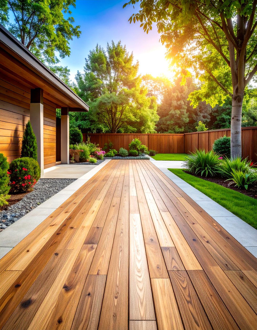 Wood Plank Concrete Driveway - 24 Concrete Driveway Ideas