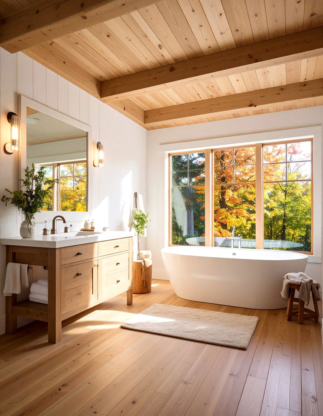 Wood Plank Farmhouse Ceiling - 24 Bathroom Ceiling Ideas