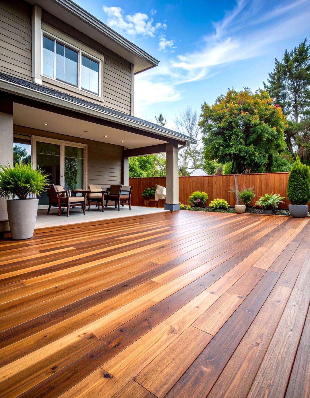 Wood Plank Stamped Concrete Deck - 24 Concrete Deck Ideas