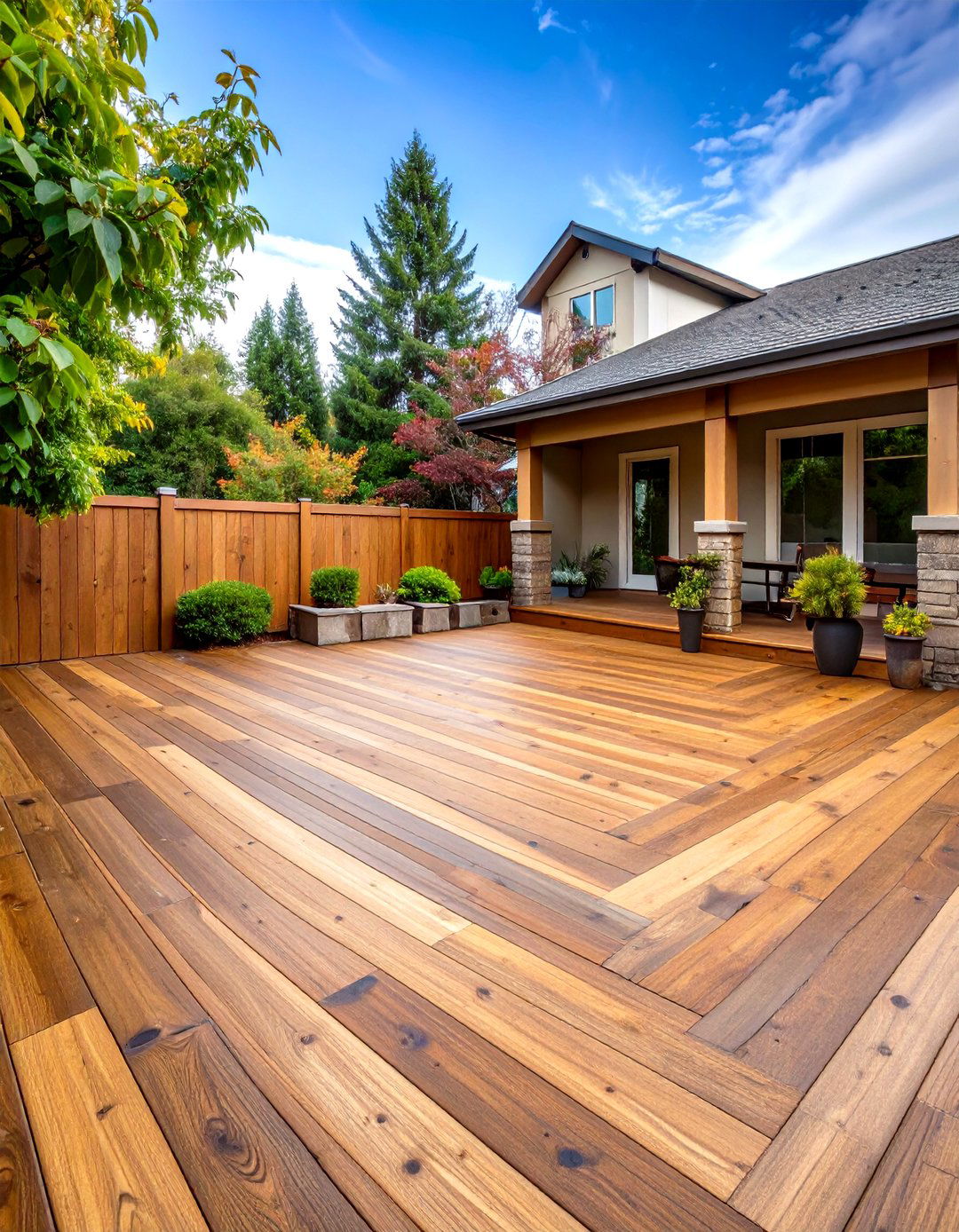 Wood Plank Stamped Concrete Patio - 24 Concrete Patio Ideas on a Budget
