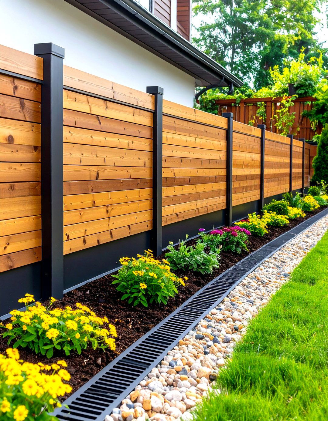 Wood Retaining Wall with Drainage Integration and French Drain - 24 Wood Retaining Wall Ideas