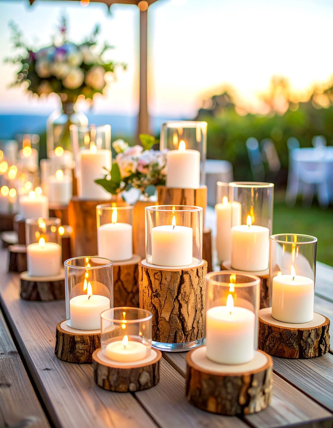 Wood Slice Foundation Displays - 24 Rustic Wedding Centerpieces