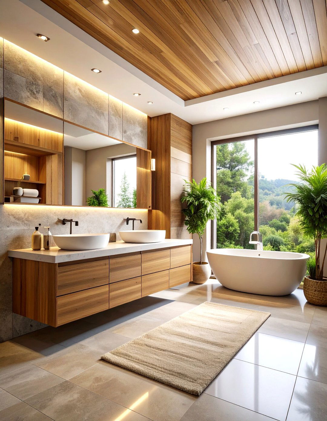 Wood and Neutral Bathroom Warmth - 24 Neutral Bathroom Ideas