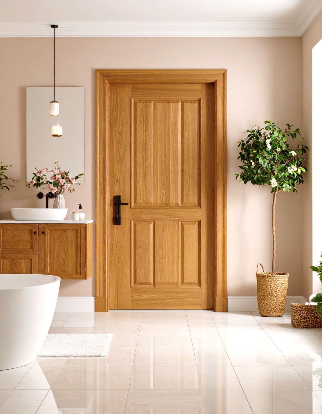 Wooden Bathroom Doors with Moisture Protection - 24 Bathroom Door Ideas