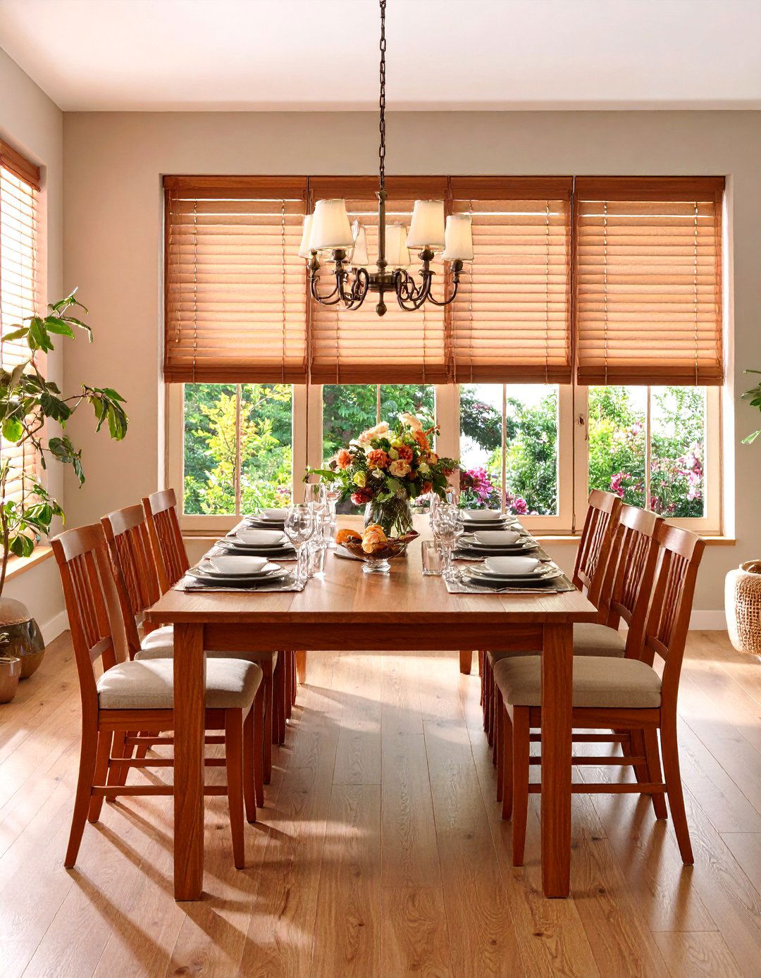 Wooden Blind Traditional Appeal - 24 Dining Room Window Treatments