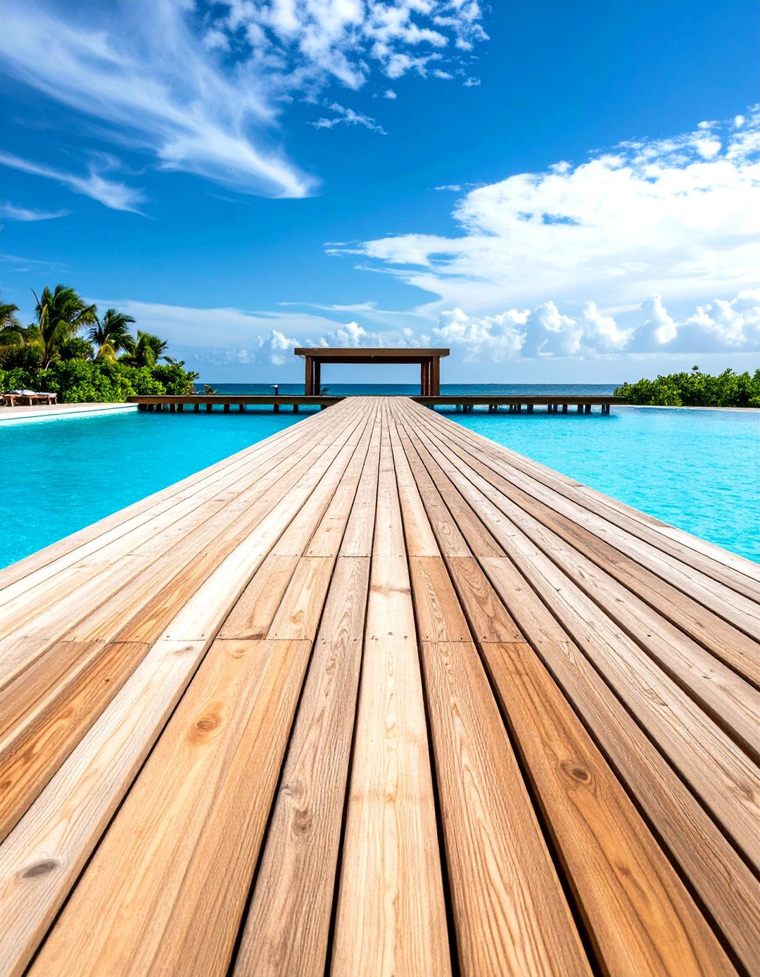 Wooden Boardwalk Style Design - 24 Above Ground Pool Walkway Ideas