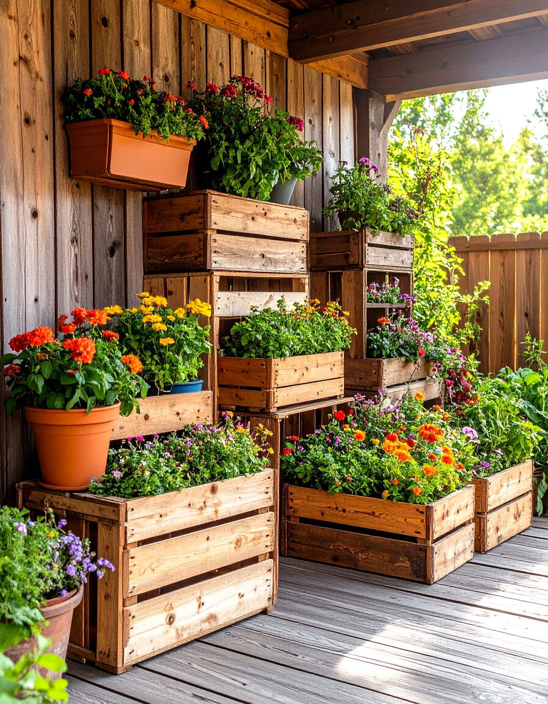 Wooden Crate Garden Displays - 24 Rustic Porch Ideas