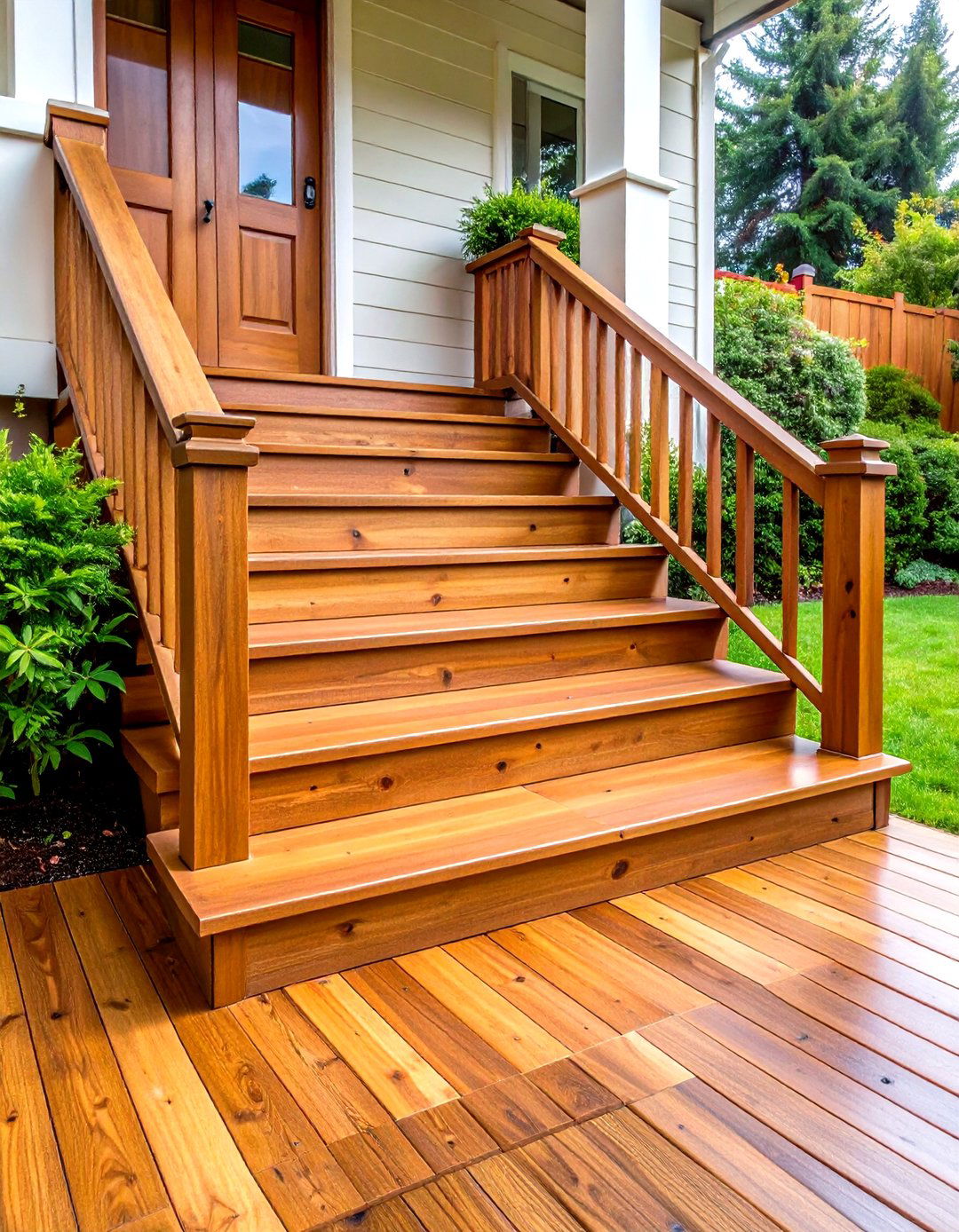 Wooden Deck Steps - 24 Front Step Ideas
