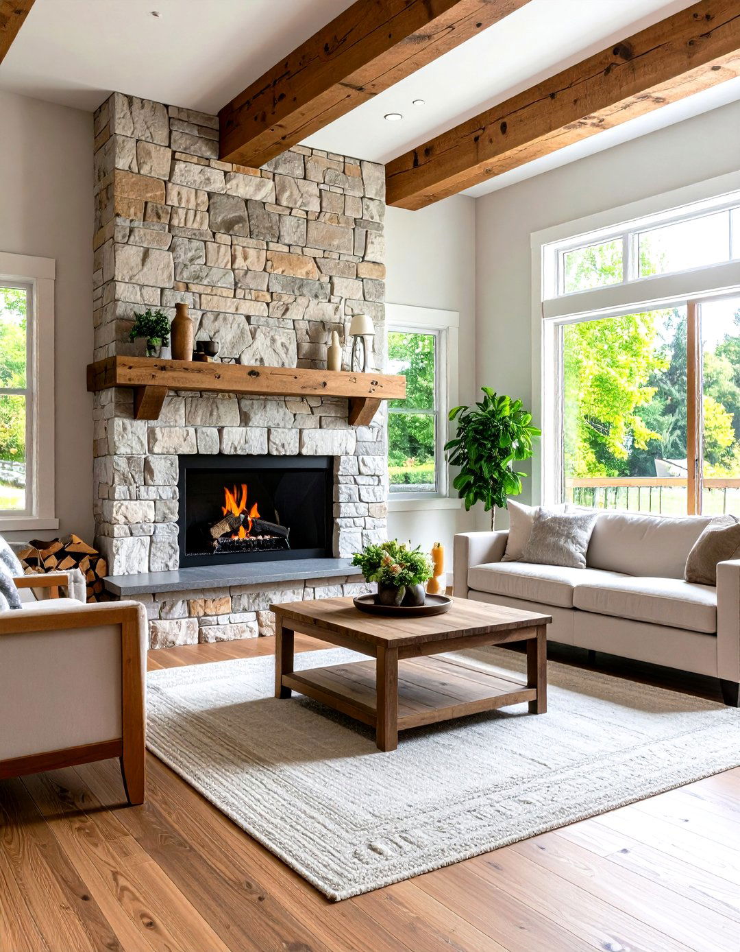 Wooden Fireplace Surrounds and Mantels - 24 Wooden Interior Design Ideas