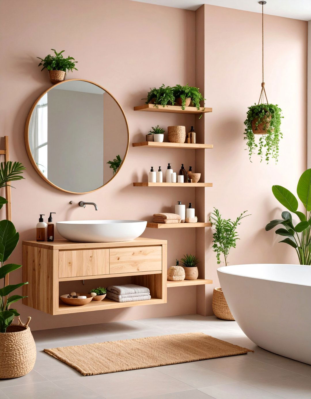 Wooden Floating Bathroom Shelves - 24 Bathroom Shelf Ideas