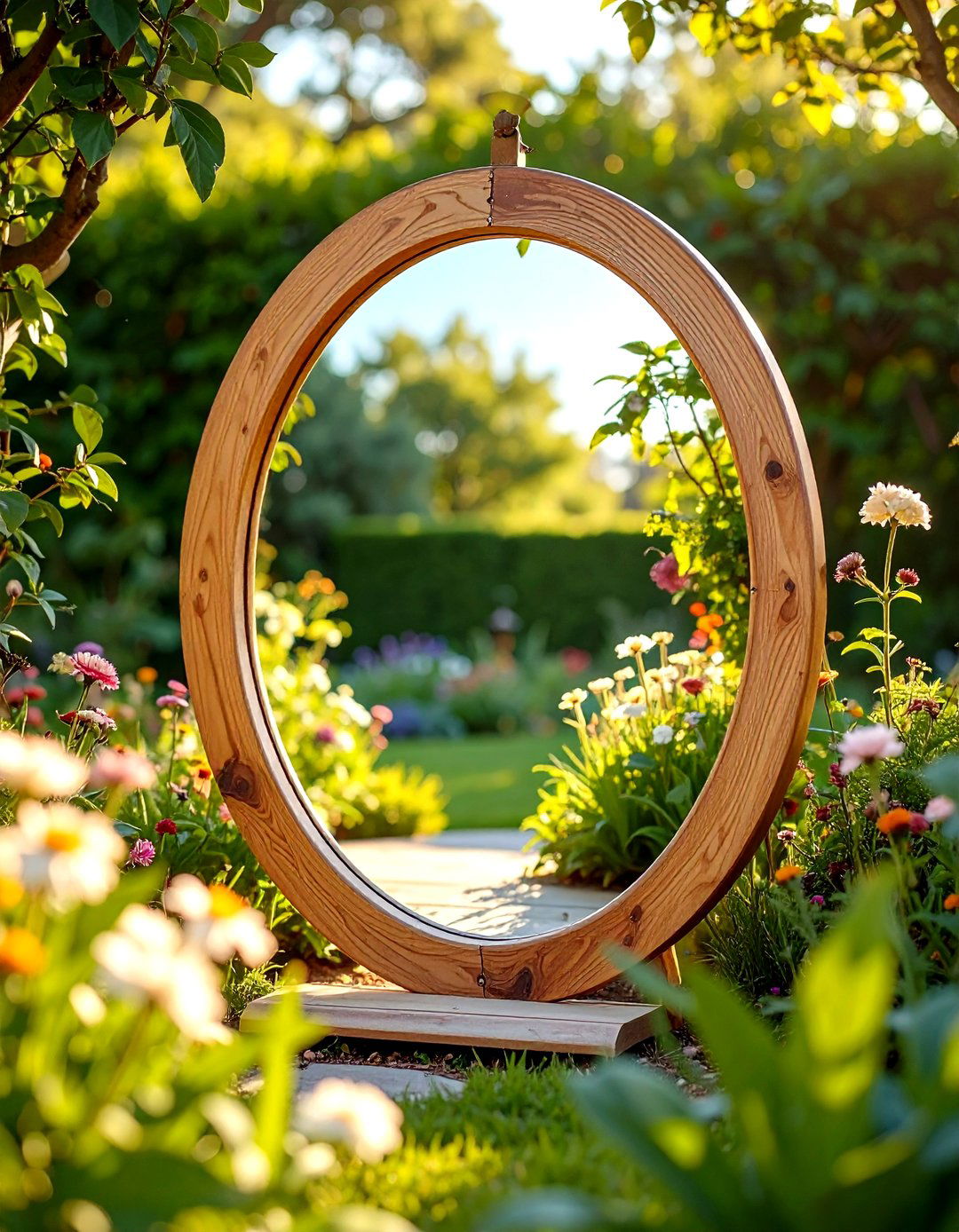 Wooden Frame Garden Mirrors - 24 Garden Mirror Ideas