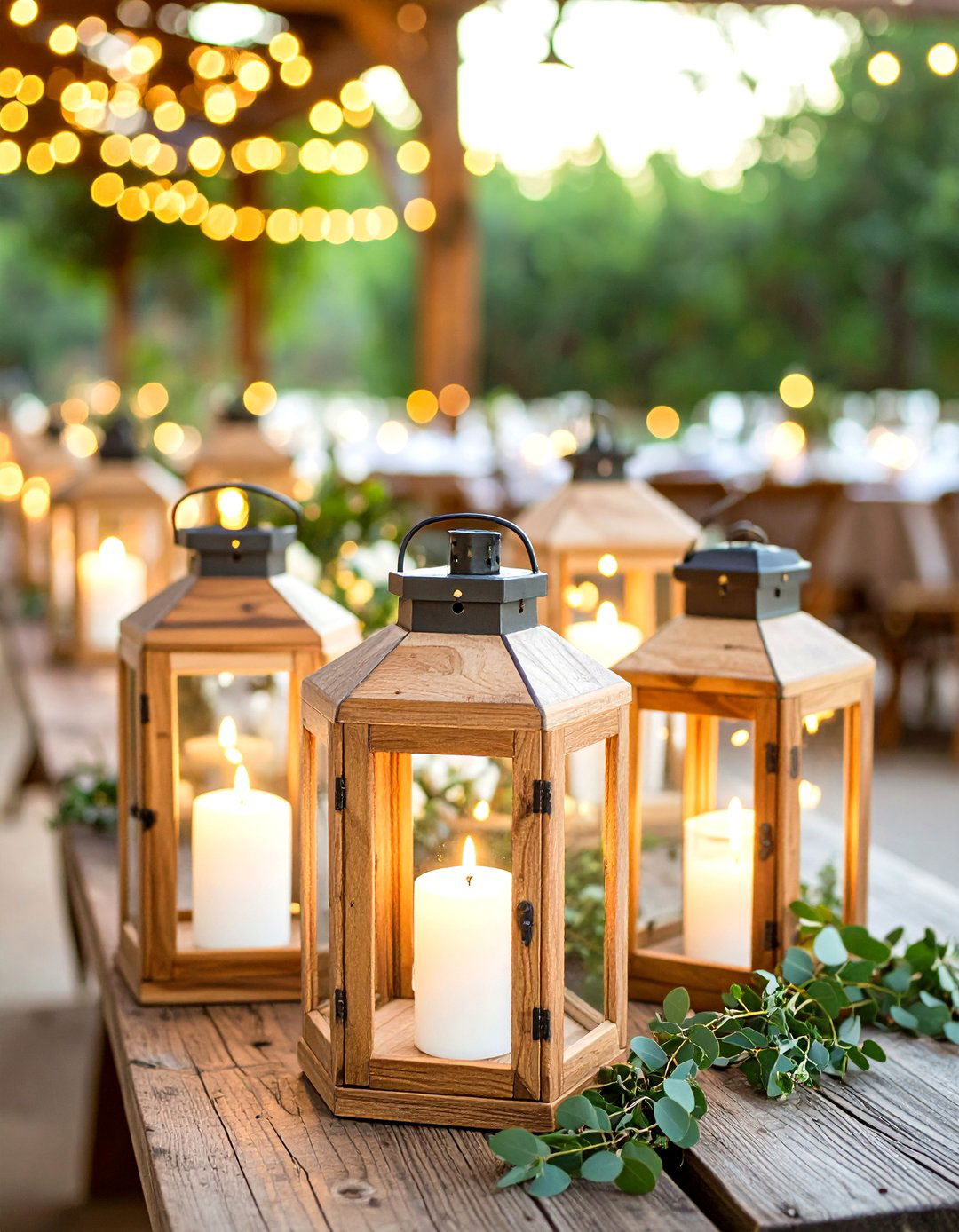 Wooden Lantern Centerpieces - 24 Rustic Wedding Centerpieces
