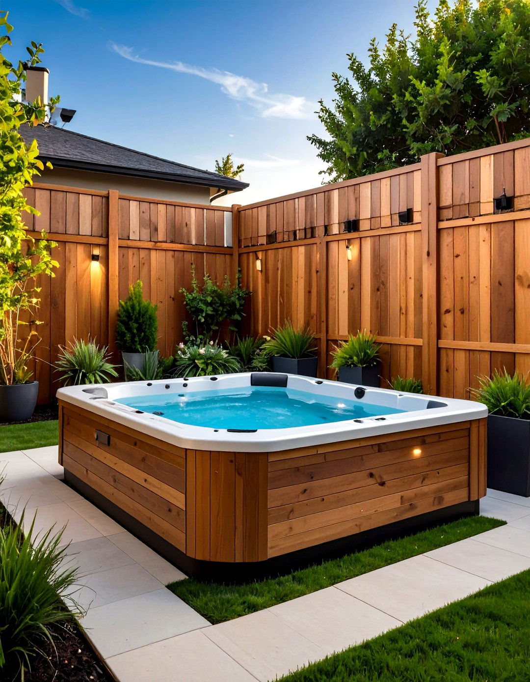 Wooden Privacy Fence Surround - 24 Hot Tub Enclosure Ideas