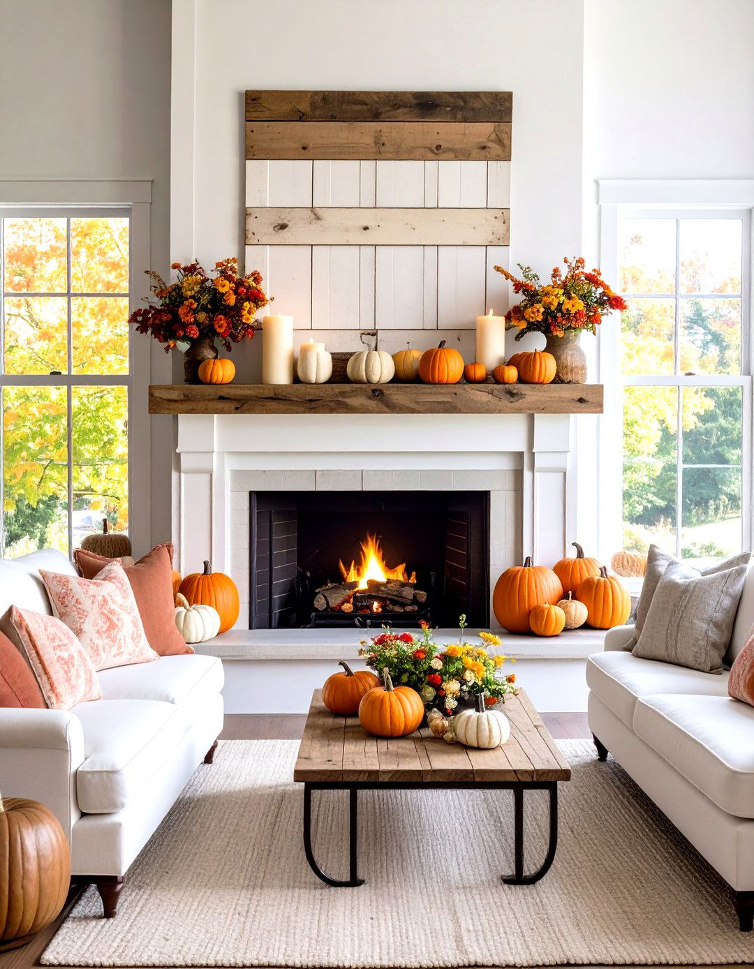 Wooden Signs with Seasonal Fall Sayings - 24 Fall Mantel Decor Ideas