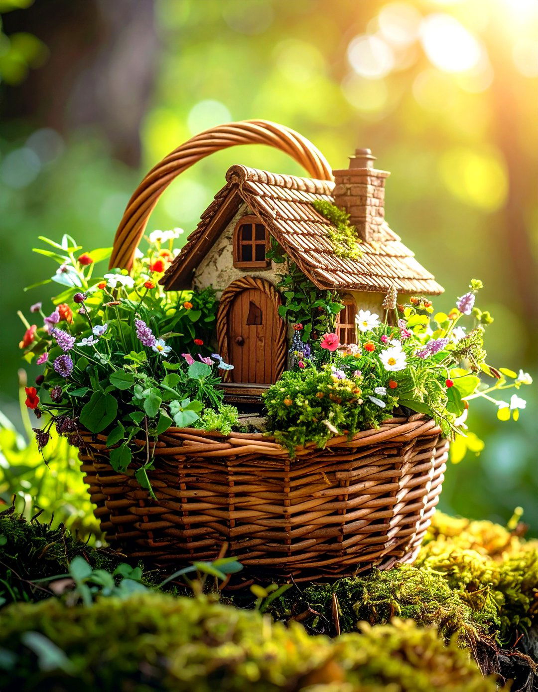 Woodland Basket Fairy Cottage - 24 Fairy Garden Ideas