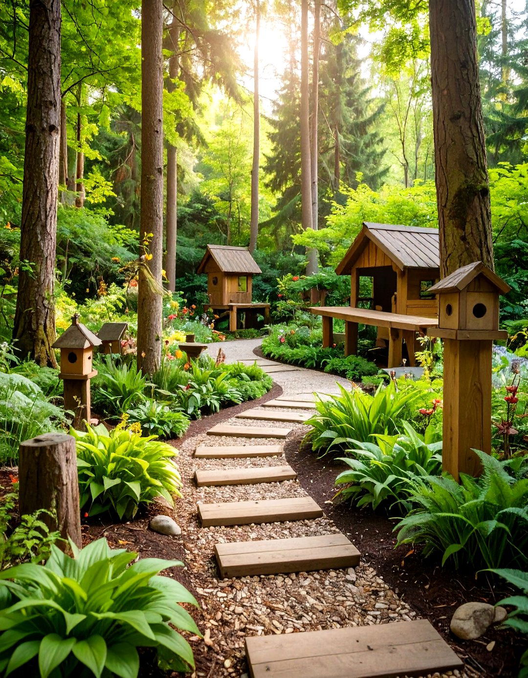 Woodland Garden with Natural Pathways and Shade Loving Plants - 24 Garden Decor Ideas
