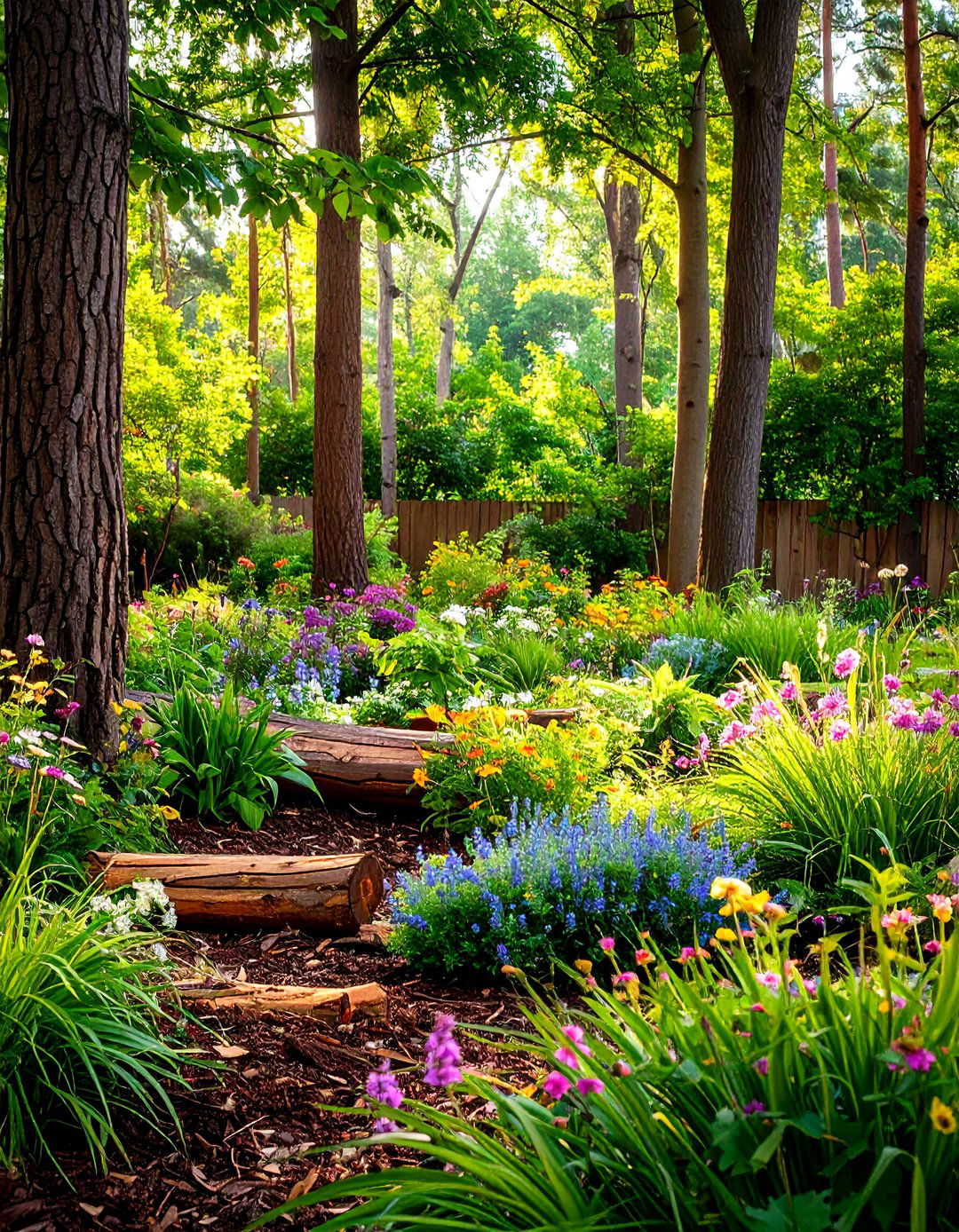 Woodland Natural Setting Design - 24 mulch patio ideas