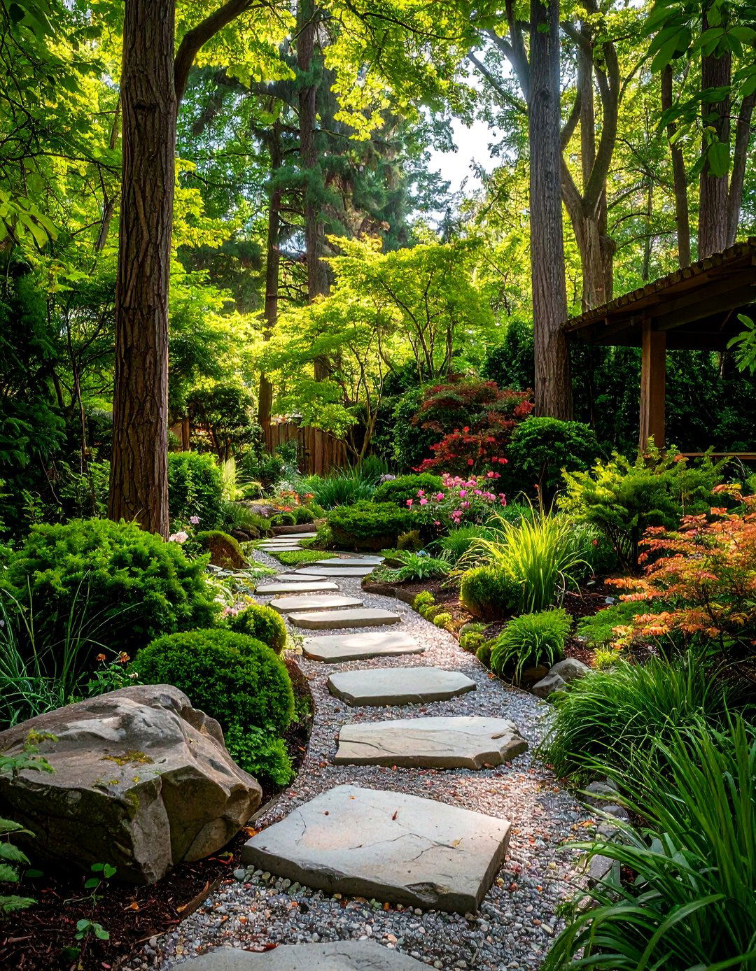 Woodland Shade Garden Environments - 24 AI Landscape Design Ideas