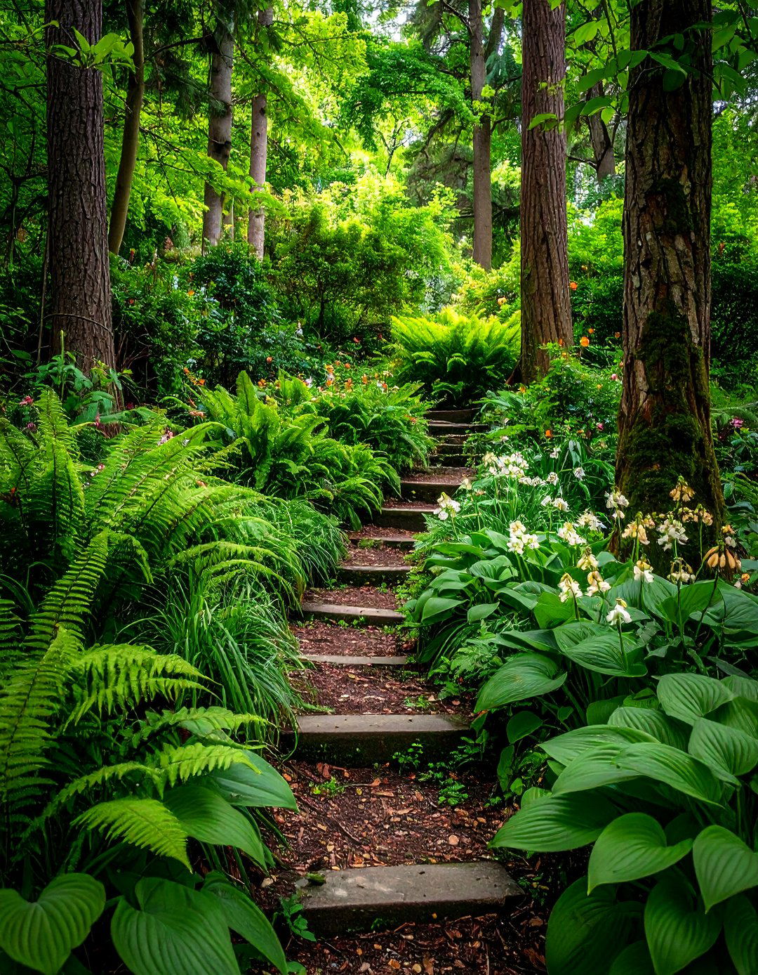 Woodland Shade Garden Slopes - 24 Sloping Garden Design Ideas
